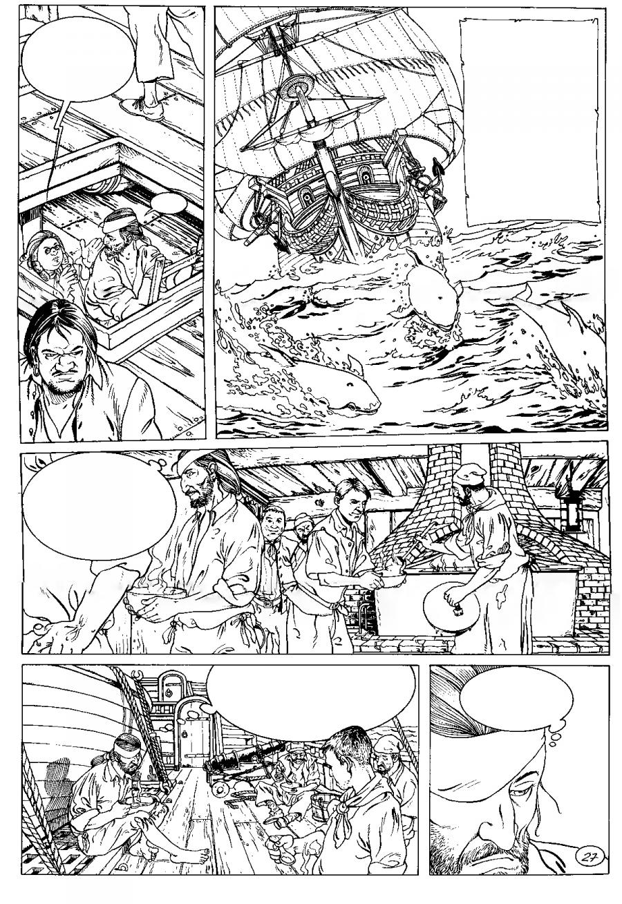 Planche BD Originale, galerie Napoléon  : LA JEUNESSE DE BARBE ROUGE - LA JEUNESSE DE BARBE ROUGE La fosse aux lions planche 27 - 
