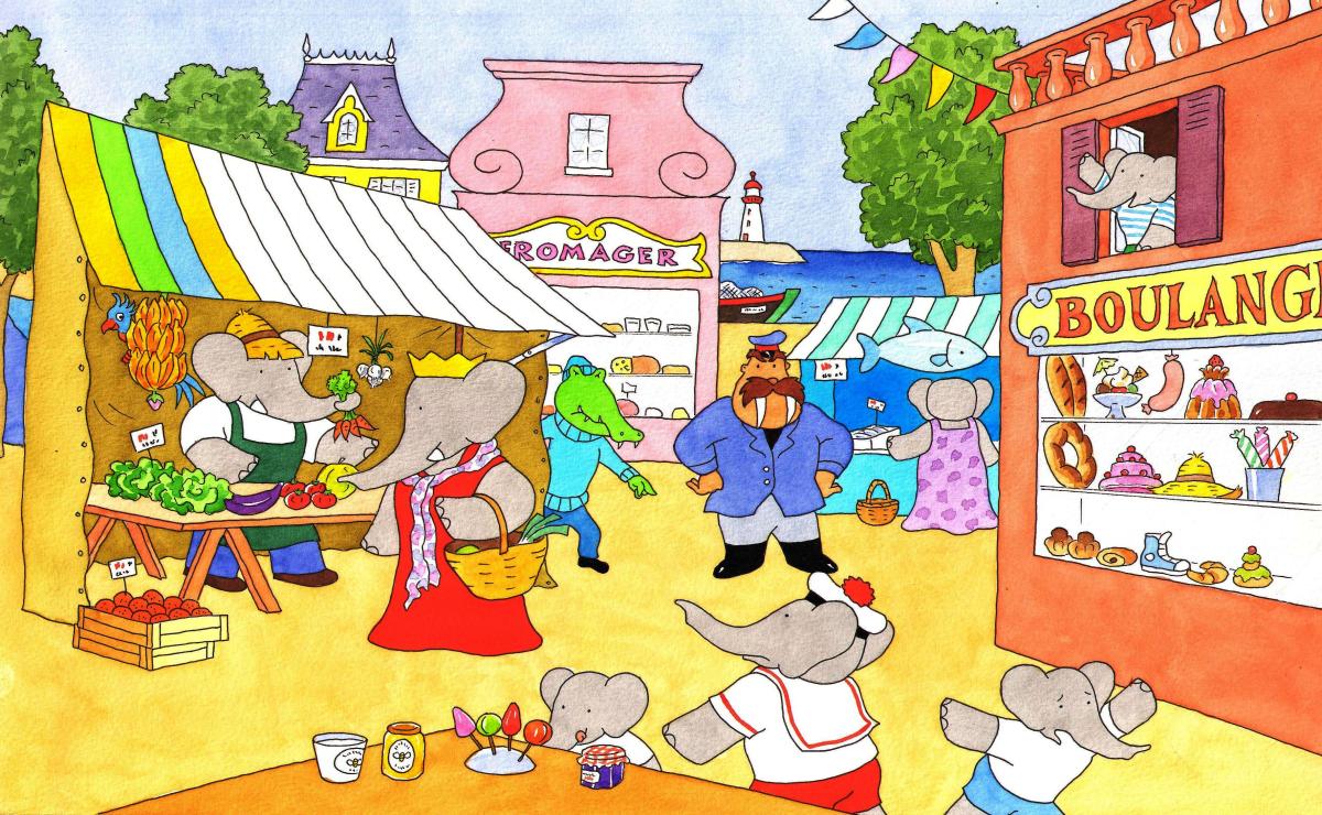 Illustration originale pages 22-23 pour le livre 11 de BABAR