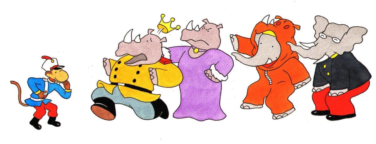 Illustration originale page 4 pour le livre 5 de BABAR