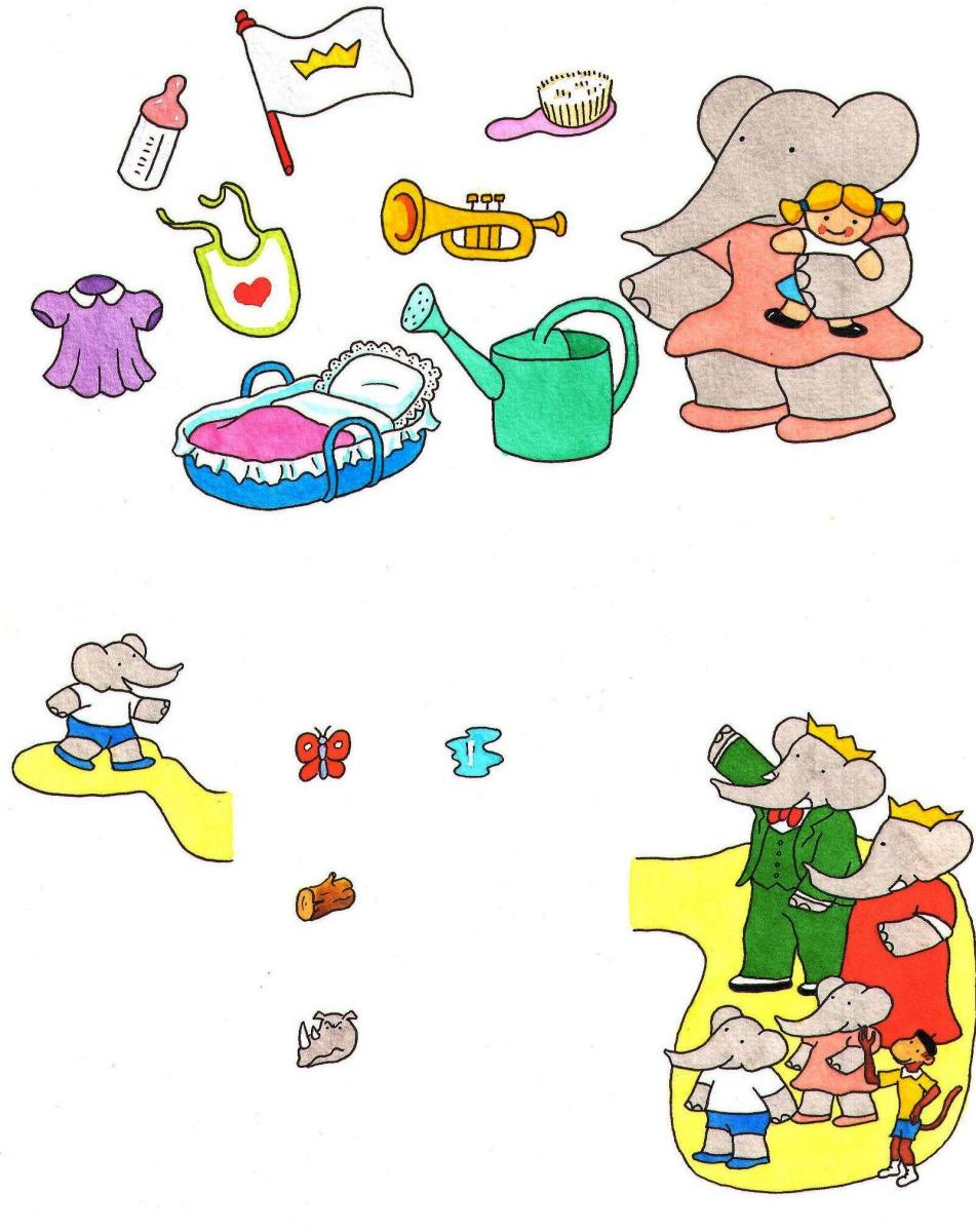 Illustration originale page 12 pour le livre de BABAR
