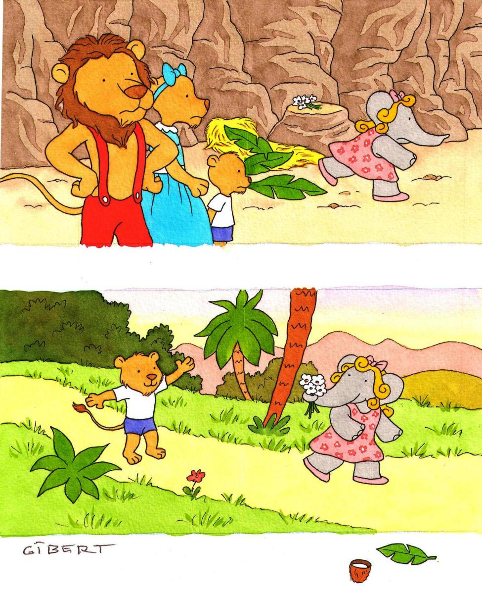 Illustration originale page 20 pour le livre de BABAR