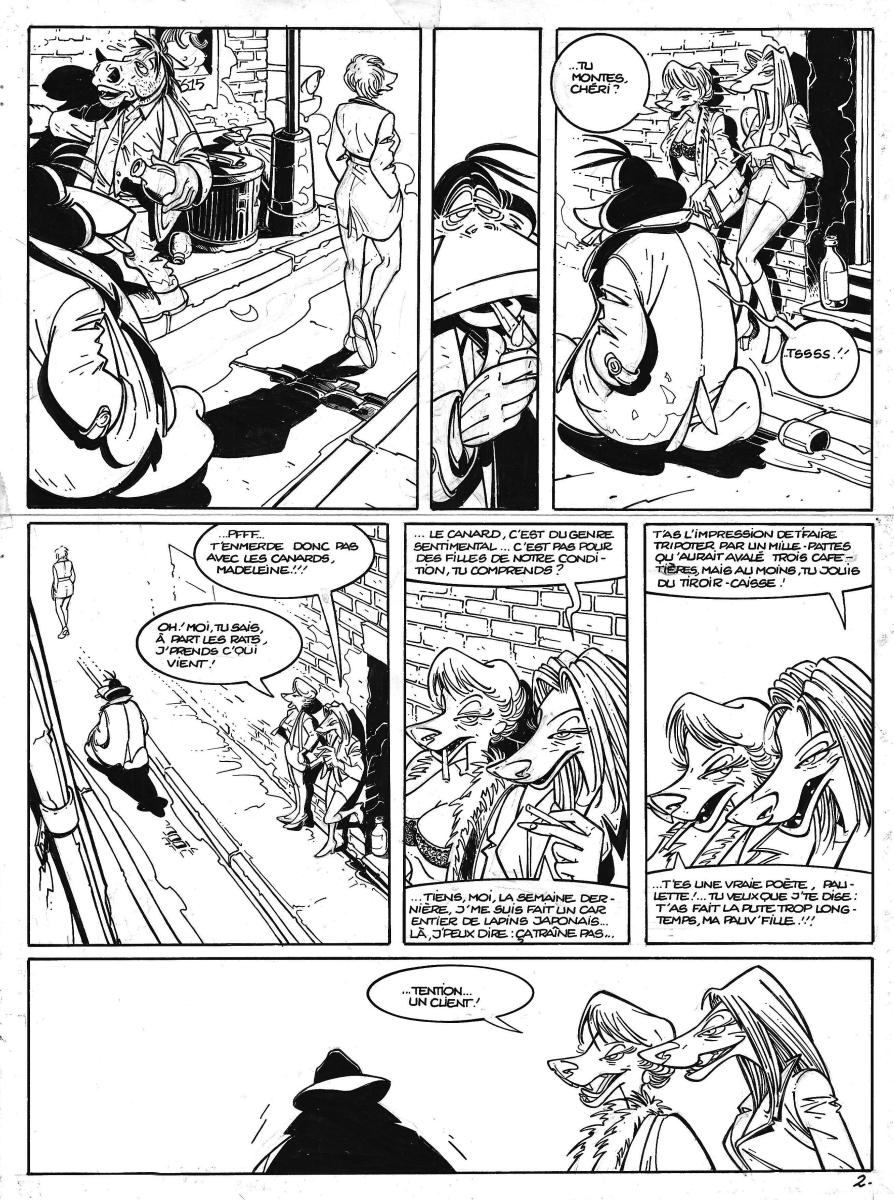 Planche originale 2 du Tome 9 de Canardo - Le Caniveau sans lune -