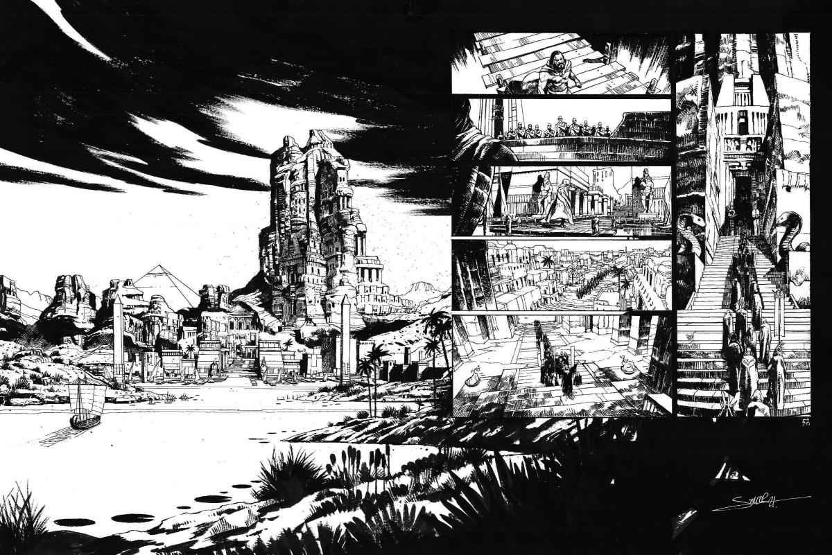 Bande Dessinée : Planche originale double 57 - CONAN LE CIMMERIEN - L'Heure du Dragon ( T.12 )