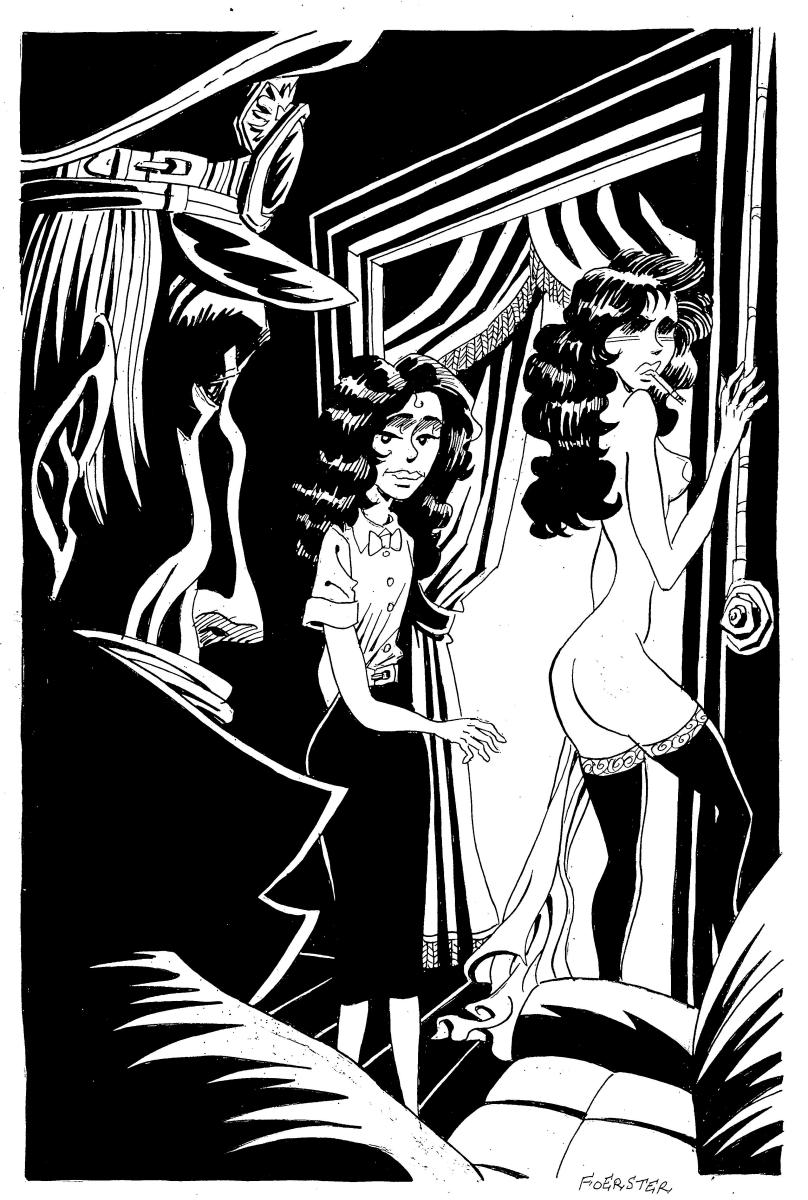 Illustration originale 1 pour La belle nuit d'un homme mort d'Henri Vernes et son crayonné