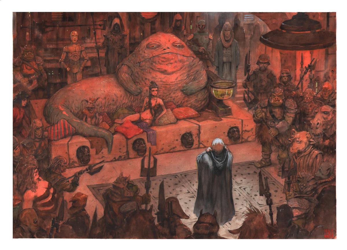 Bande Dessinée : Grande peinture originale de Star Wars épisode 6 Le Retour du Jedi