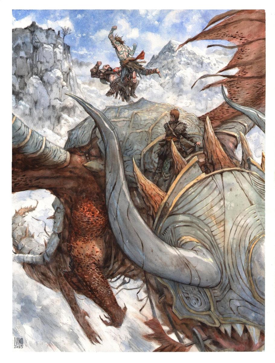 Grande aquarelle originale de God of War