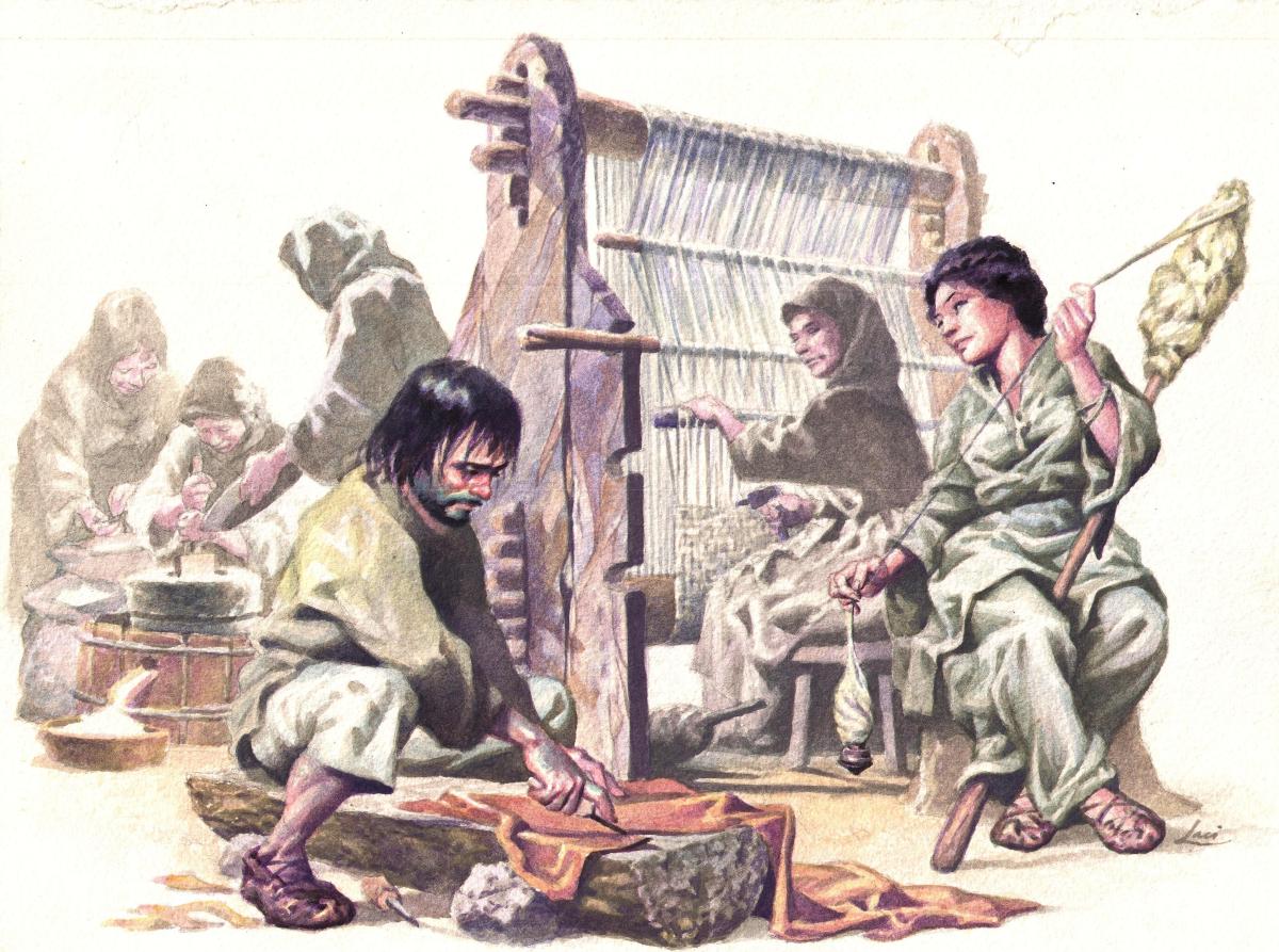 Illustration originale à l'aquarelle Homo-sapiens premier métier