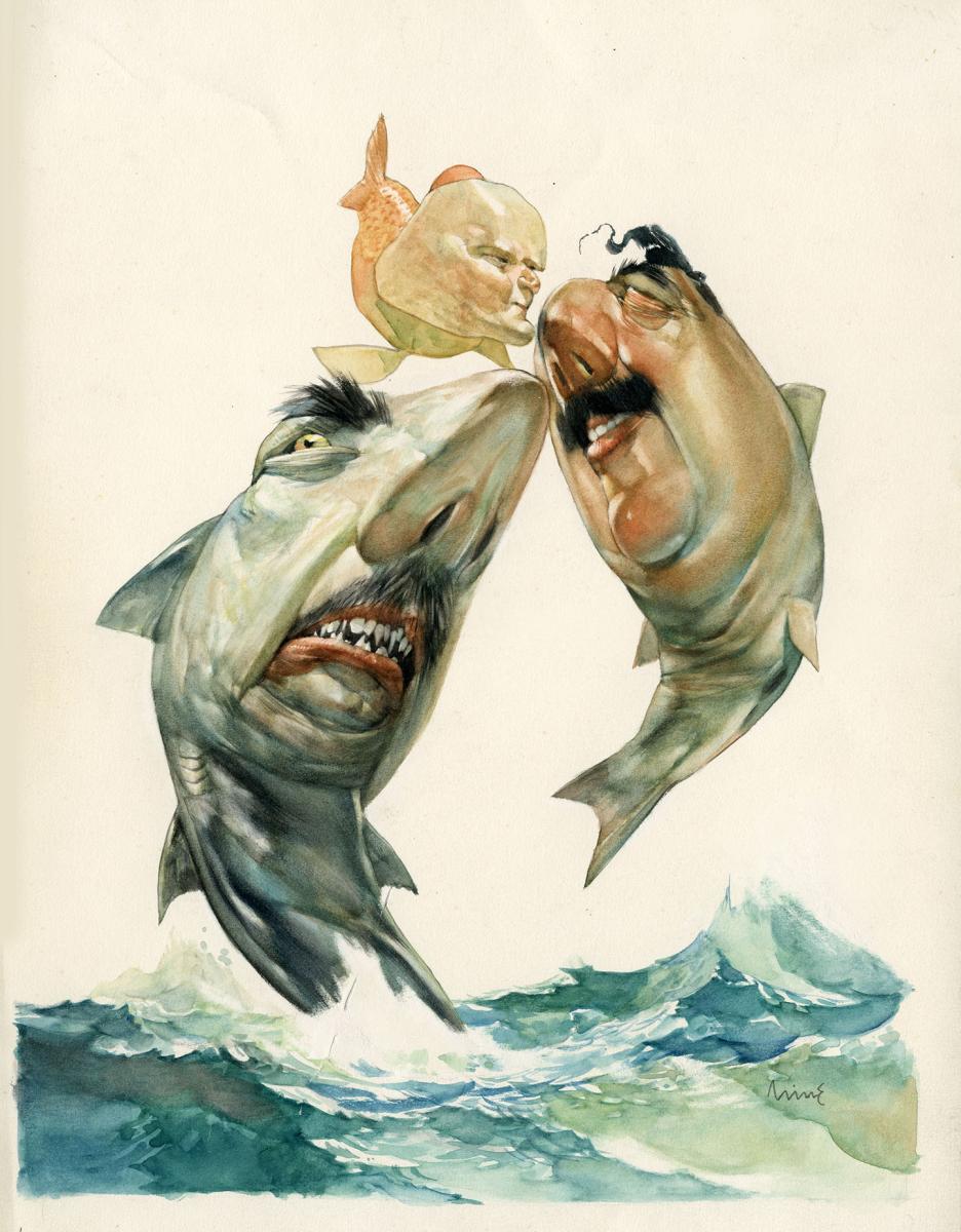 Caricature de César Auguste Pinochet. Illustration de couverture pour le magazine Hum (Argentine)