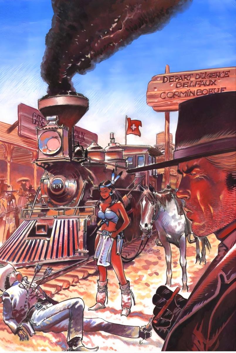 Illustration originale pour l'affiche du festival de BD de Belfaux-Corminboeuf sur le thème de Durango par Thierry GIROD