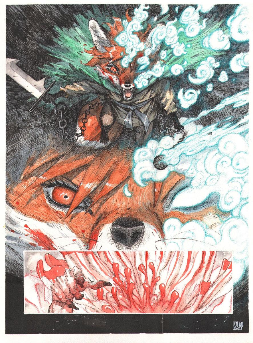 Planche originale 43 de Fang du Tome 1 -Chasseuse de Démon-