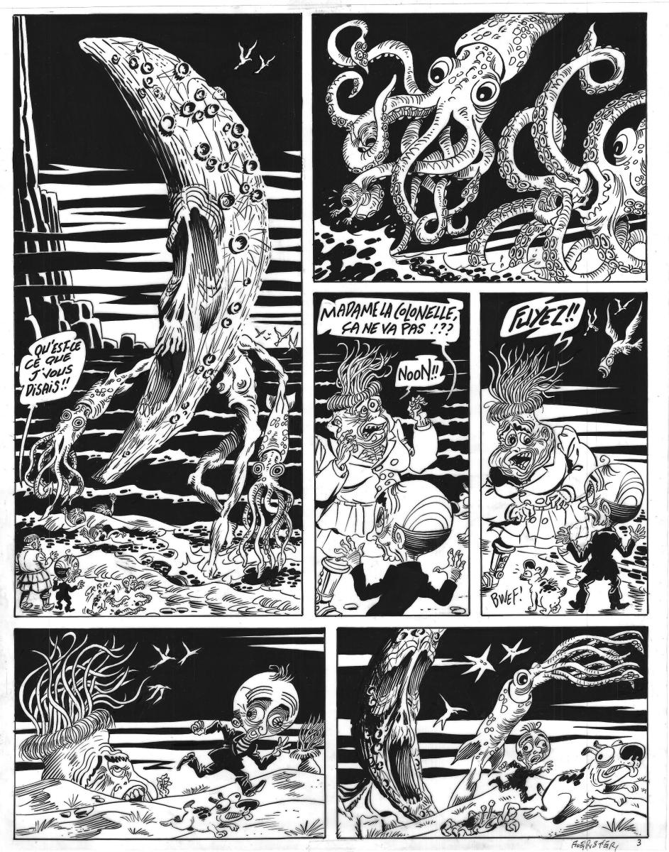 Planche originale 3 du chapitre 1 : La Nuit à Boire dans NECRONOMICKEY et son crayonné