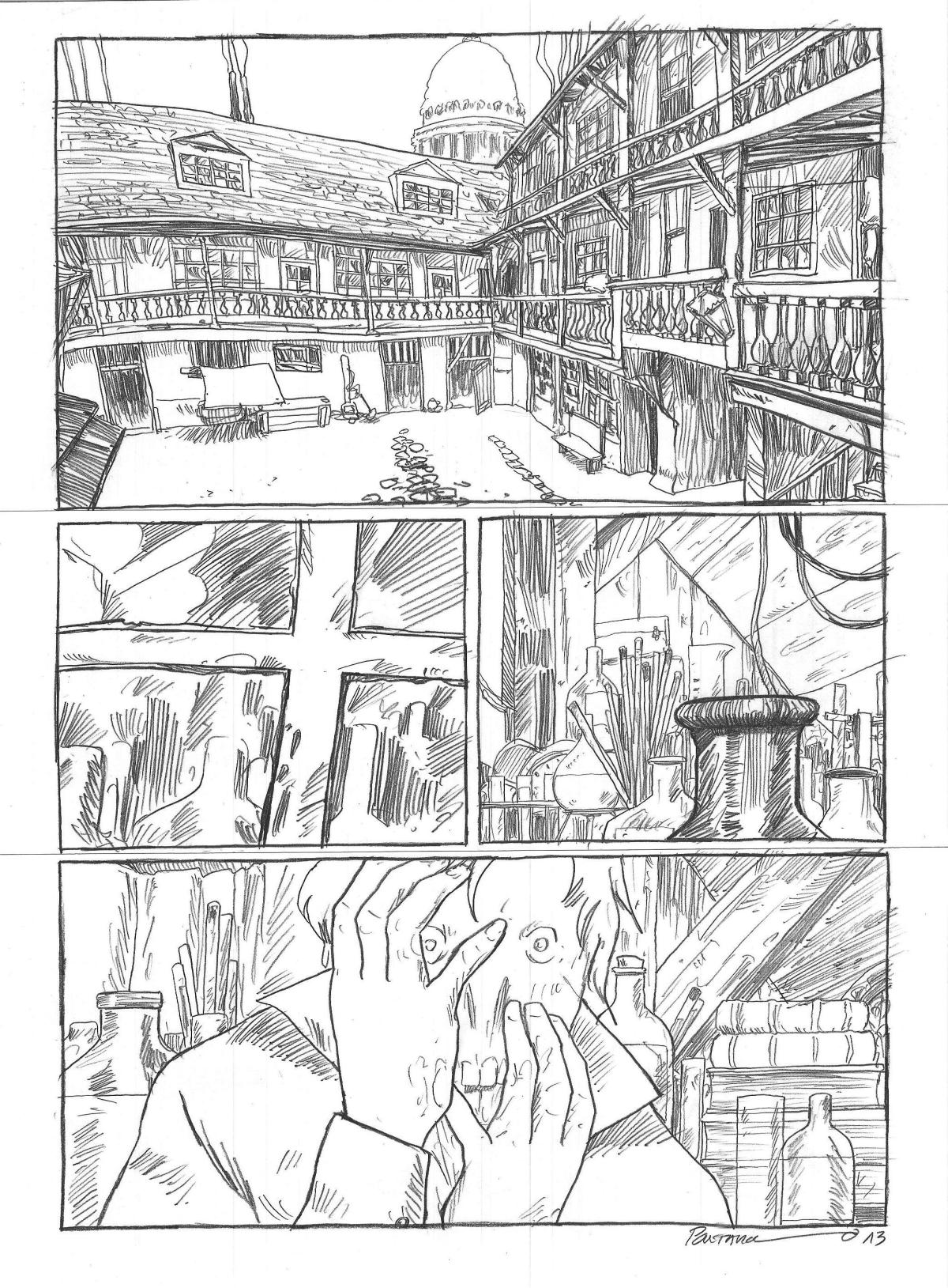 Planche Originale 13 de L'homme invisible crayon sur papier