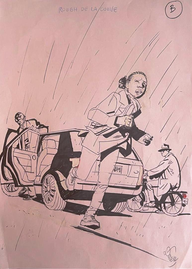Brouillon original d'une couverture de Jérôme K. Jérôme Bloche