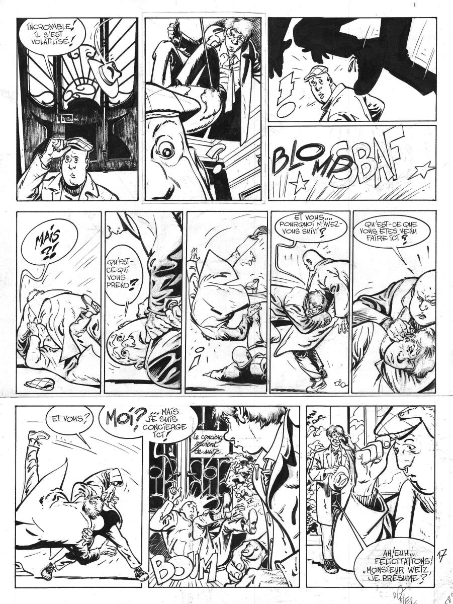 Planche originale 17 du tome 1 "L'ombre qui tue" de Jérôme K. Jérôme Bloche