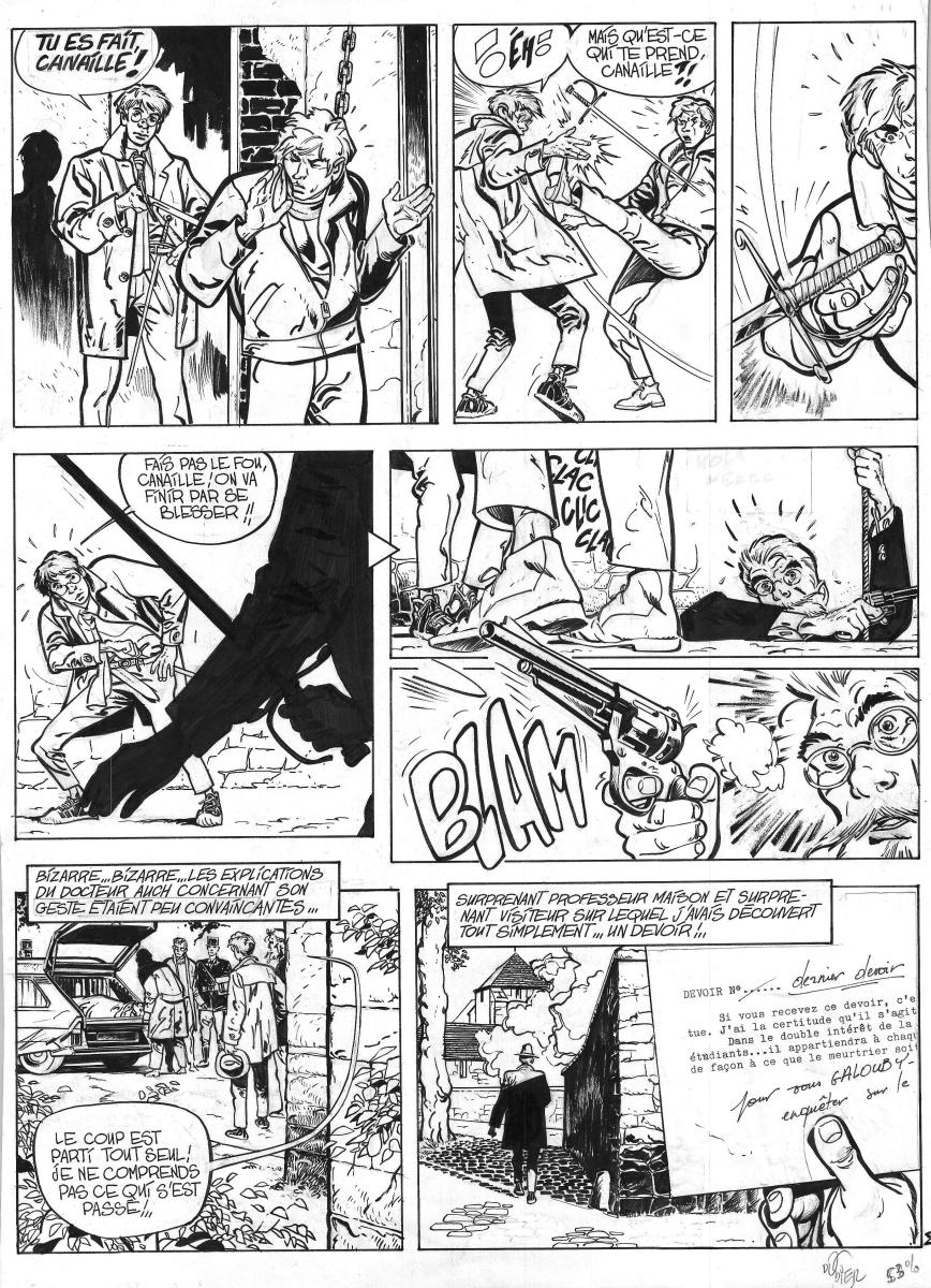Planche originale 27 du tome 1 "L'ombre qui tue" de Jérôme K. Jérôme Bloche