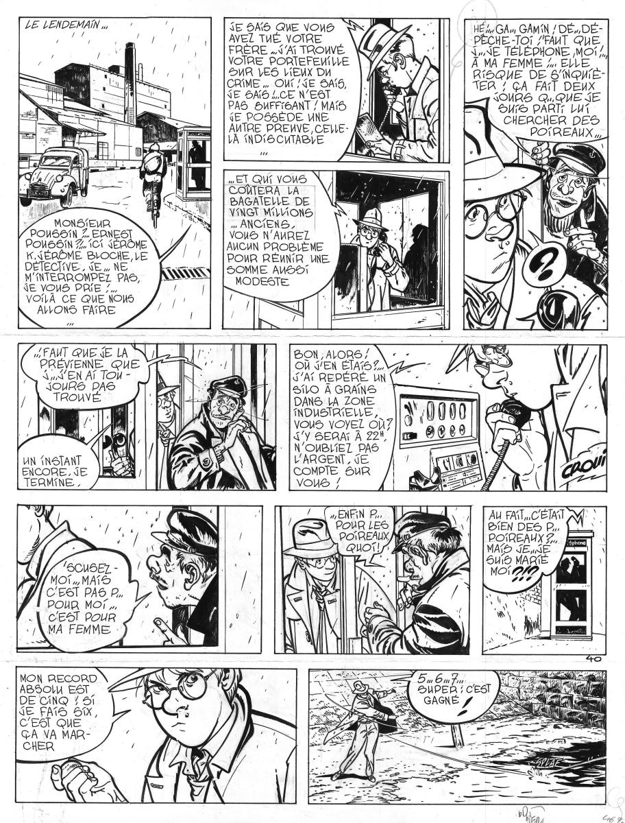 Planche originale 40 du tome 2 "Les Êtres de papiers" de Jérôme K. Jérôme Bloche