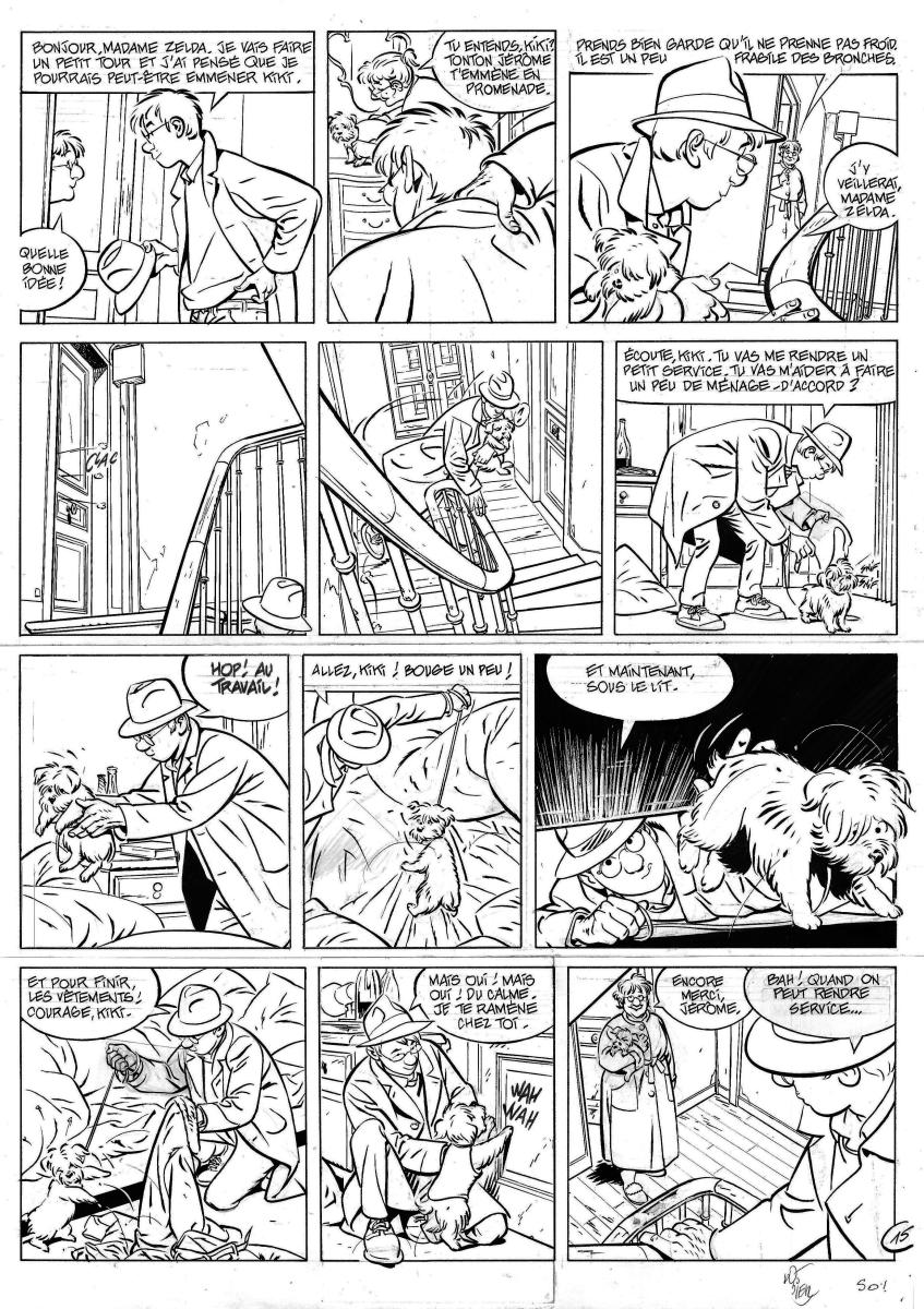 Planche originale 15 du tome 11 "Le cœur à droite" de Jérôme K. Jérôme Bloche