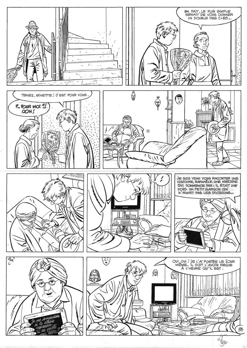 Planche originale 53 du tome 16 "La Lettre" de Jérôme K. Jérôme Bloche