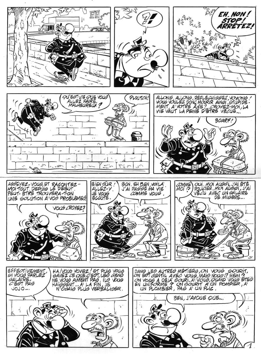 Planche originale du gag n°501 en 2 pages de l'Agent 212