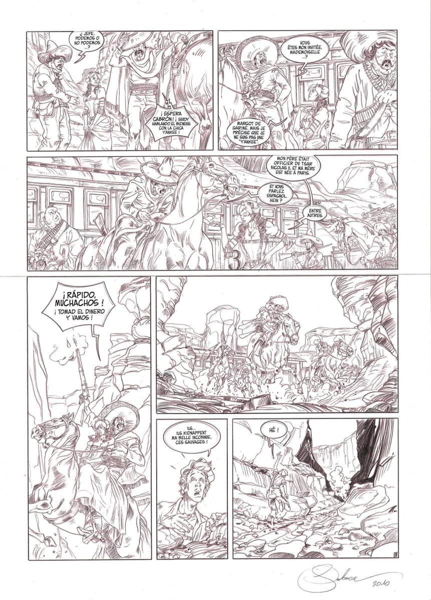 Planche originale 9 L'HOMME QUI N'AIMAIT PAS LES ARMES A FEU du tome 1 Chili con Carnage par SALOMONE