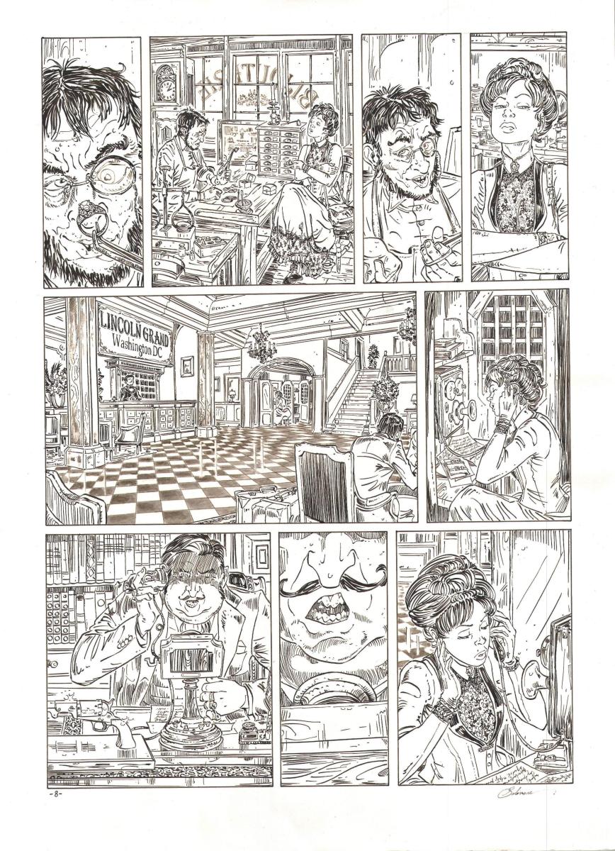 Planche originale 8 L'HOMME QUI N'AIMAIT PAS LES ARMES A FEU du tome 4 La loi du plus fort par SALOMONE