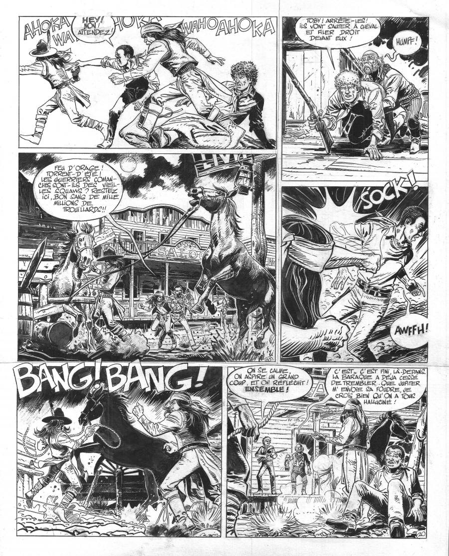 Planche originale 20 COMANCHE Les Cavaliers du Rio perdu