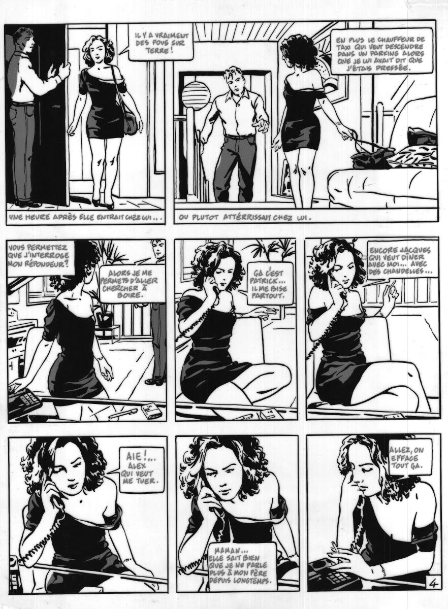 Planche originale 4 de la série Lola avec son calque original