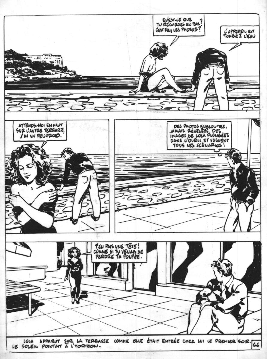 Planche originale 46 de la série Lola avec son calque original