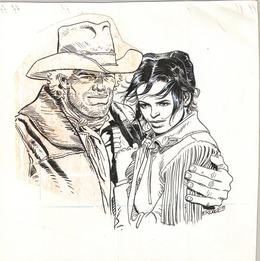 Illustration originale pour la 4e de couverture de Comanche, par ROUGE