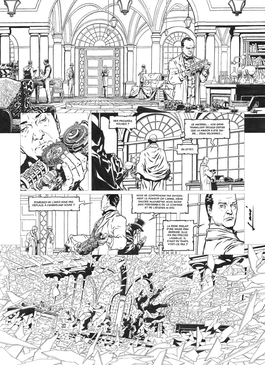 Planche originale 32 du tome 1 de Sherlock Holmes & Les Voyageurs du Temps 