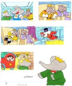 BABAR : Planche originale de BABAR pour un fascicule de citel Vid�o