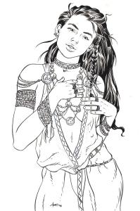 Divers : Illustration originale Indienne au collier par STALNER