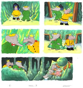 BABAR : Illustration originale � l'aquarelle de BABAR pour un fascicule Vid�o