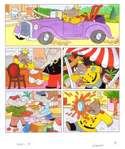 BABAR : Illustration originale de BABAR pour le fascicule Vid�o 7-Roi d'un jour