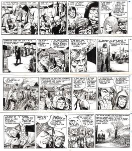 Divers : Planche originale de 4 strips de RODRIC ET LES CATHARES par FORTON