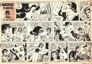 MANDRAKE LE MAGICIEN : Planche originale de 3 strips de MANDRAKE par FALK