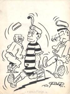 Divers : Camouflage. Illustration originale de FRED publi�e dans la revue Quartier Latin