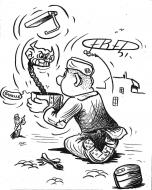 Divers : La gamelle. Illustration originale de FRED publi�e dans la revue Quartier Latin