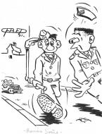 Divers : Premi�re sortie. Illustration originale de FRED publi�e dans la revue Quartier Latin