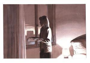 Divers : Aquarelle originale - l'Attente - par Michel RIU 