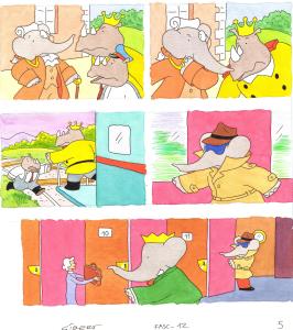 BABAR : Planche originale 8 pour le livre 12 de BABAR