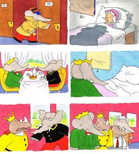 BABAR : Illustration originale page 6 pour le livre 12 de BABAR