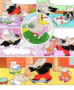 BABAR : Illustration originale page 9 pour le livre 12 de BABAR