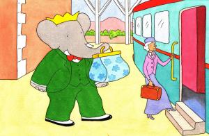 BABAR : Illustration originale page 4 pour le livre 12 de BABAR