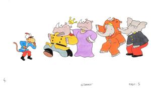 BABAR : Illustration originale page 4 pour le livre 5 de BABAR