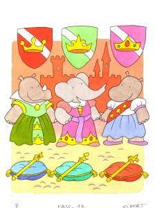BABAR : Illustration originale page 8 pour le livre 12 de BABAR