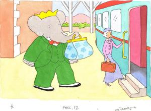 BABAR : Illustration originale page 4 pour le livre 12 de BABAR