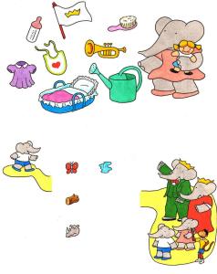 BABAR : Illustration originale page 12 pour le livre de BABAR