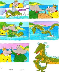 BABAR : Illustration originale page 7 pour le livre 6 de BABAR