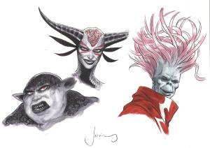 VESPER : Illustration couleur des Chim�res de Nocivus avec Shalraquinn, personnages de VESPER  par JEREMY